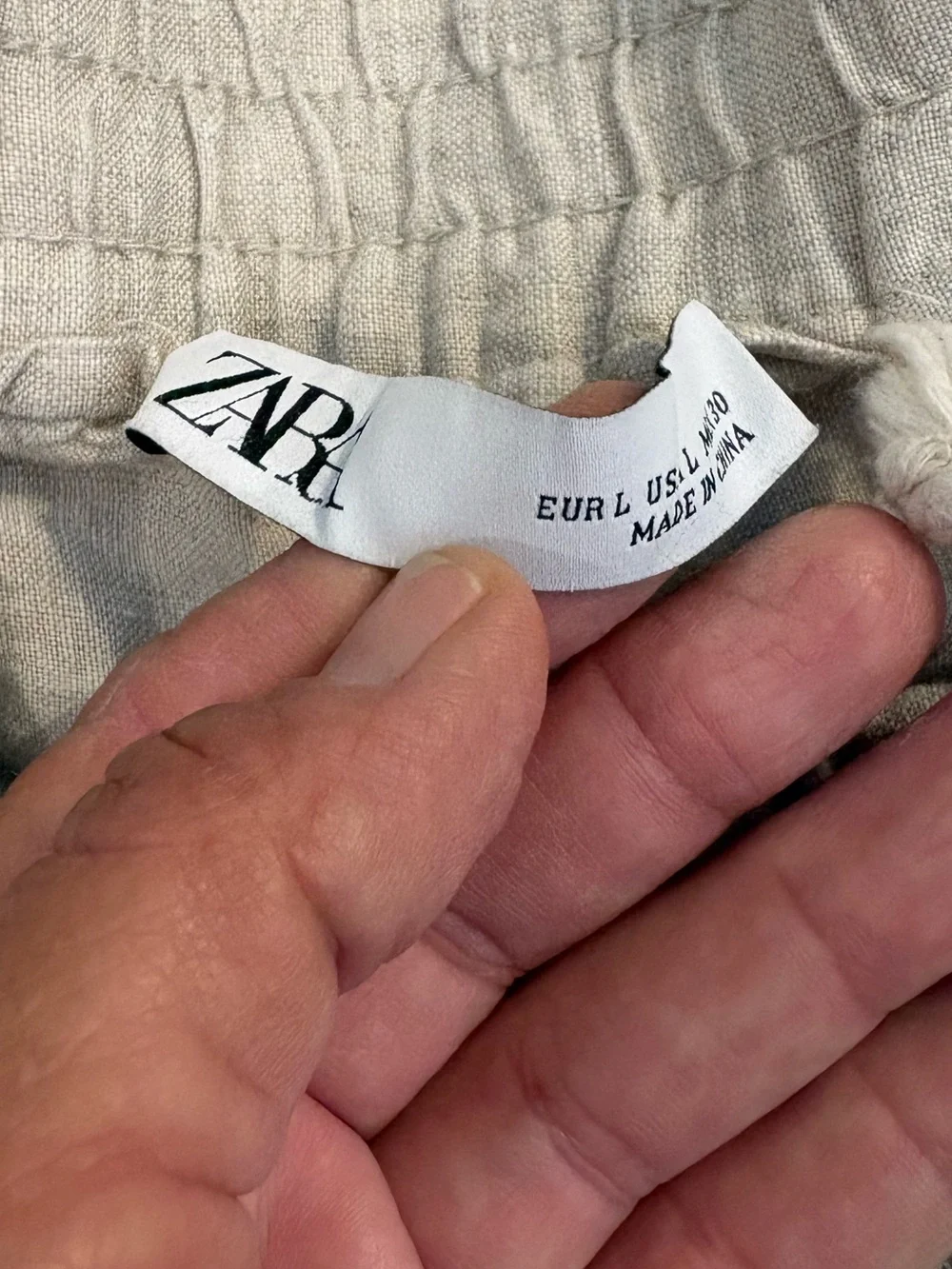Zara Natural Linen Wide Leg Pants Size Large
